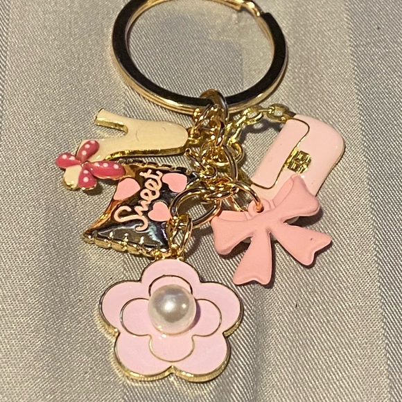 Jewelry - Gold and Pink Charm Keychain
